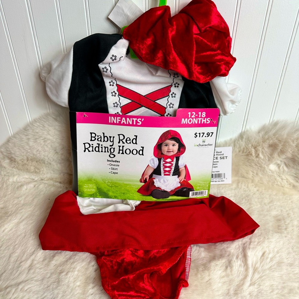 Infant Baby Red Riding Hood Costume. 12-18 months